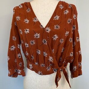 Madewell floral silk wrap top